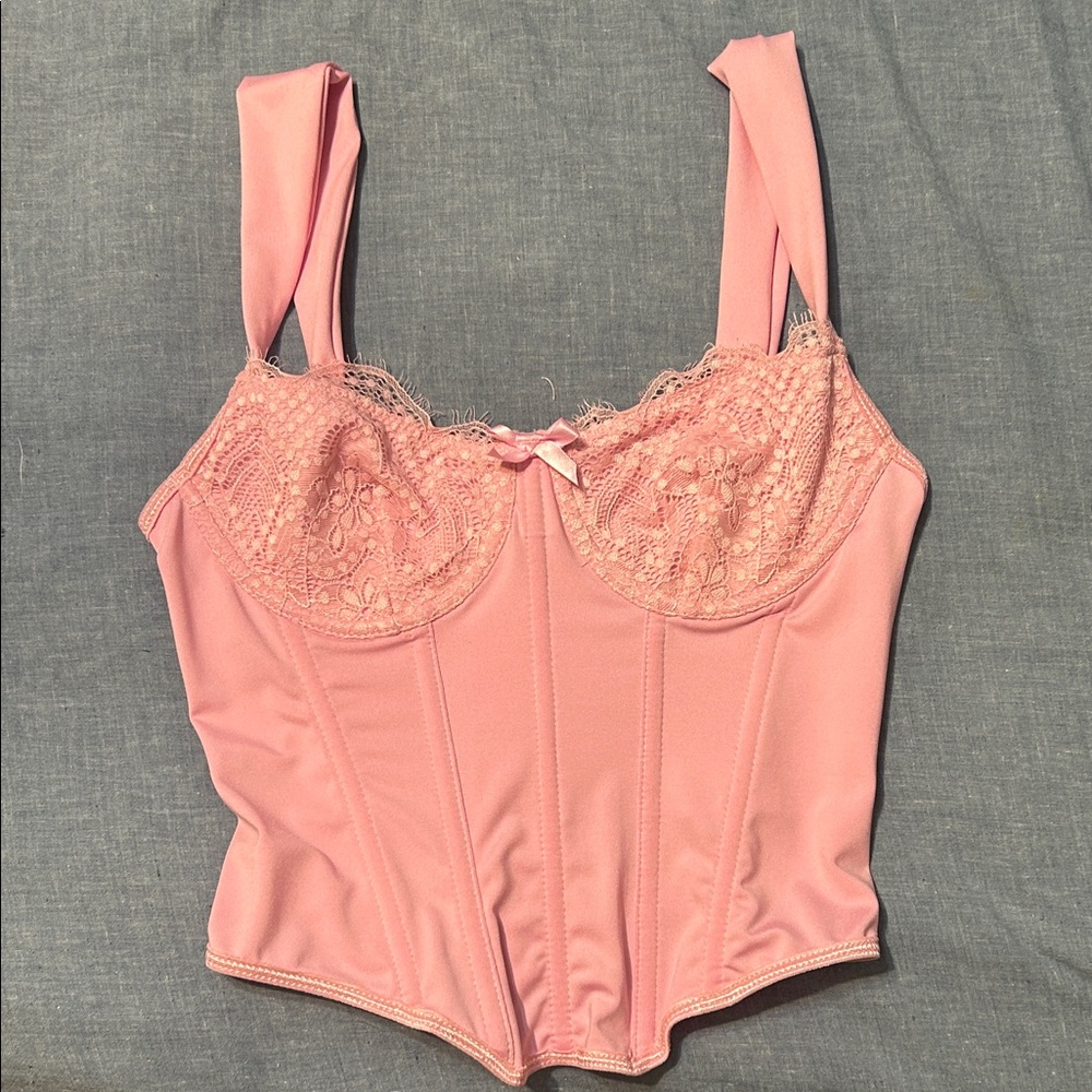 Pink Lace Bustier Top